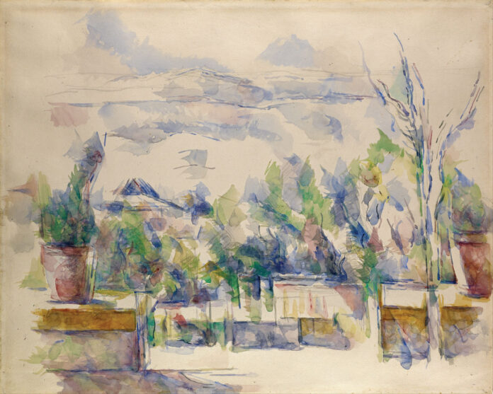 The Terrace at the Garden at Les Lauves, Paul Cézanne, 1902-1906, watercolor over graphite, 17 x 21 in., The Morgan Library & Museum