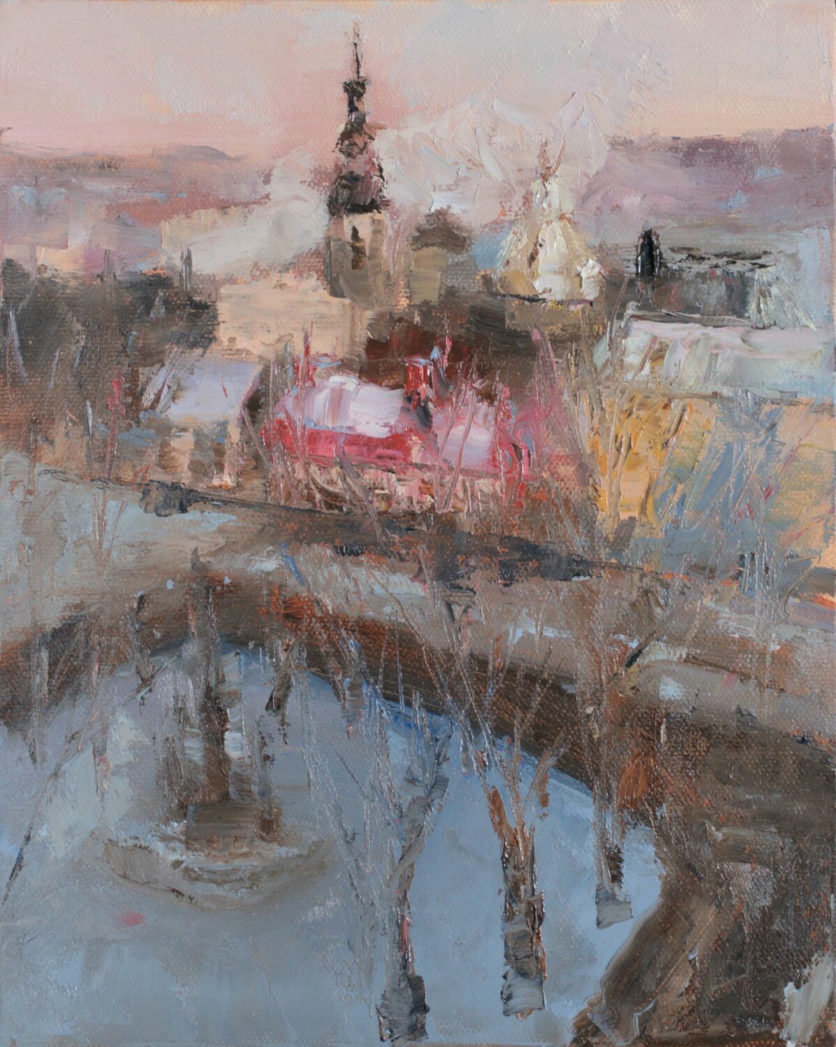 PleinAir Salon art competition - Second Place Overall: Margaret Claire Stewart, “And the Light Above,” oil, 10 x 8 in.