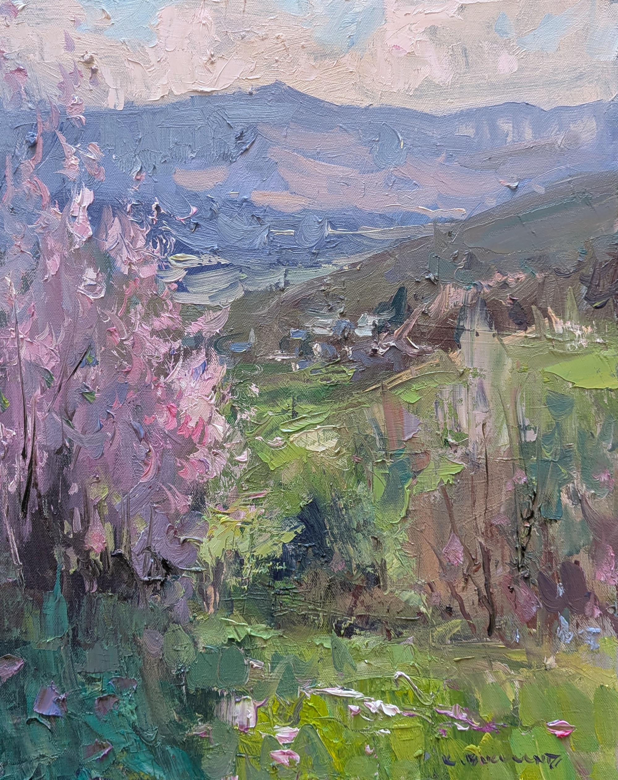 Kyle Buckland, "Spring’s Soft Embrace," 2025, oil, 20 x 16 in., Private collection, Plein air and studio - Impressionist oil painting techniques