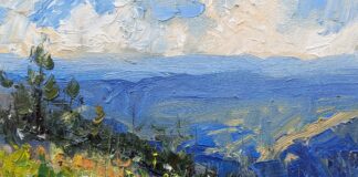 Kyle Buckland, "Summer on the Mountain," 2024, oil, 11 x 14 in., Available from artist, Studio from plein air study - Impressionist oil painting techniques