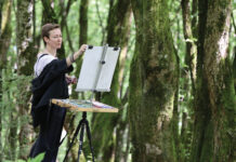 Artist Olga Abramova working on location