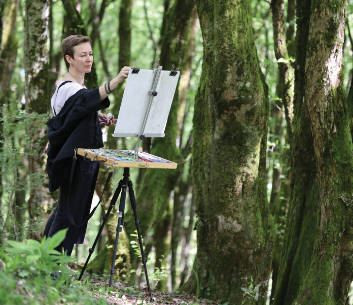 Olga Abramova working on location Artist Olga Abramova working on location