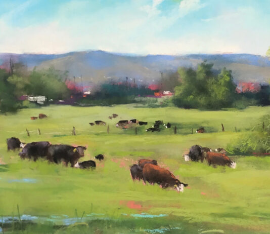 Painting of the Week: Grazing Bonnie Zahn Griffith, "Grazing," 2024, pastel, 8 x 16 in., Private collection, Plein air