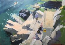 Steve Browning, "Vico Baths, Dublin," 2019, acrylic, 10 x 14 in., Private collection, Plein air