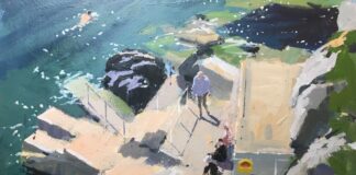 Steve Browning, "Vico Baths, Dublin," 2019, acrylic, 10 x 14 in., Private collection, Plein air