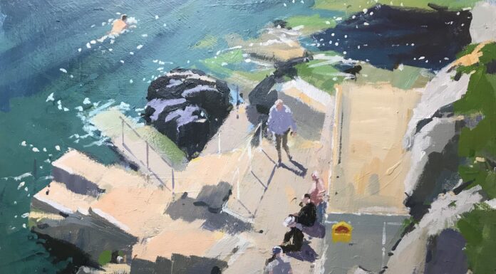 Looking for Vibrancy, and How I Found It Steve Browning, "Vico Baths, Dublin," 2019, acrylic, 10 x 14 in., Private collection, Plein air