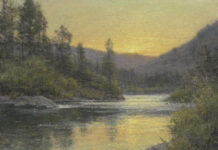 "The Blackfoot" Clyde Aspevig landscape painting for Opera Montana "The River Runs Through It"