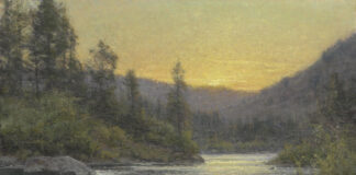"The Blackfoot" Clyde Aspevig landscape painting for Opera Montana "The River Runs Through It"