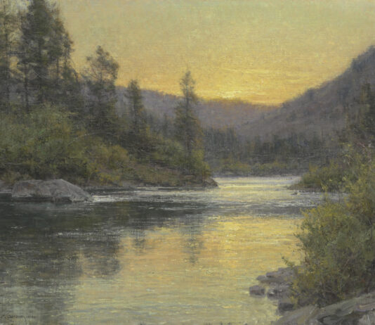 "The Blackfoot" Clyde Aspevig landscape painting for Opera Montana "The River Runs Through It"