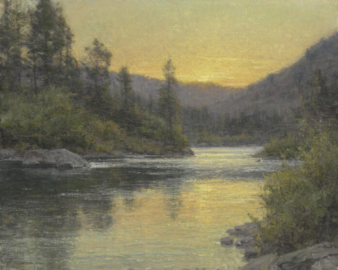"The Blackfoot" Clyde Aspevig landscape painting for Opera Montana "The River Runs Through It"