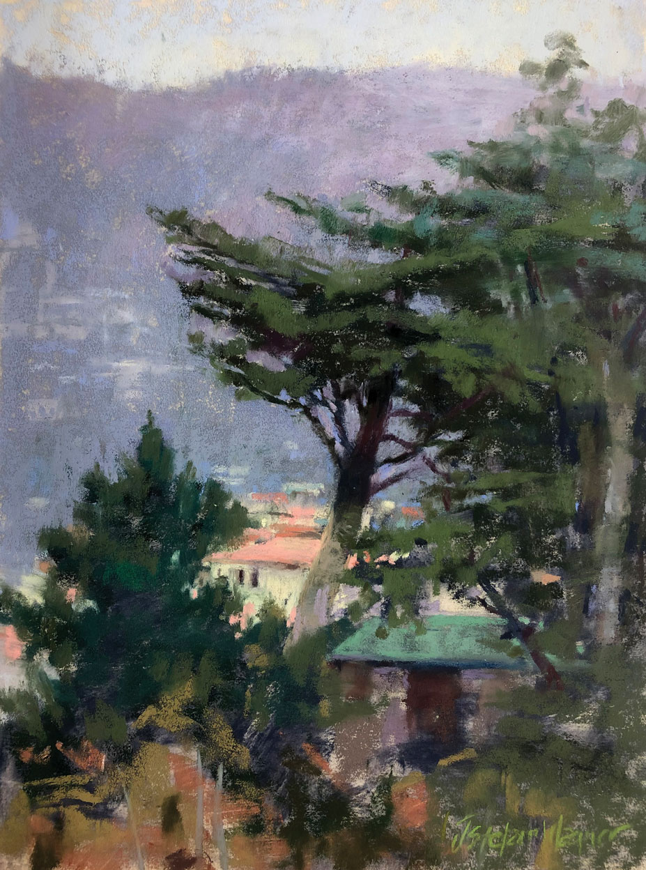 "From Lands End," 2019, pastel, 12 x 9 in., private collection, plein air