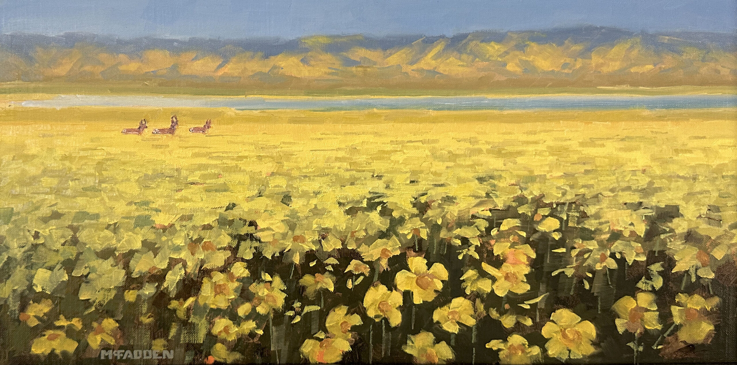 Carrizo Plain National Monument painting - Joe McFaddon, "Where the Antelope Roam," oil, 12 x 24 in.