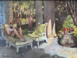 Plein Air Painting an Imagined Figure? Stewart White, "A Moment to Pause," 2025, oil, 12 x 16 in., private collection, plein air