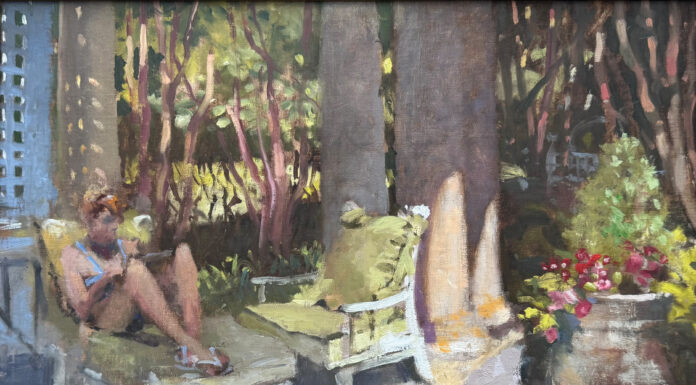 Stewart White, "A Moment to Pause," 2025, oil, 12 x 16 in., private collection, plein air