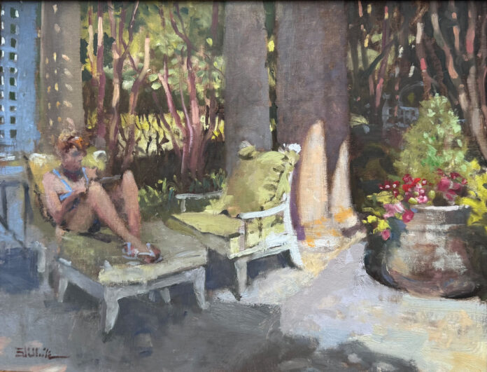 Stewart White, "A Moment to Pause," 2025, oil, 12 x 16 in., private collection, plein air
