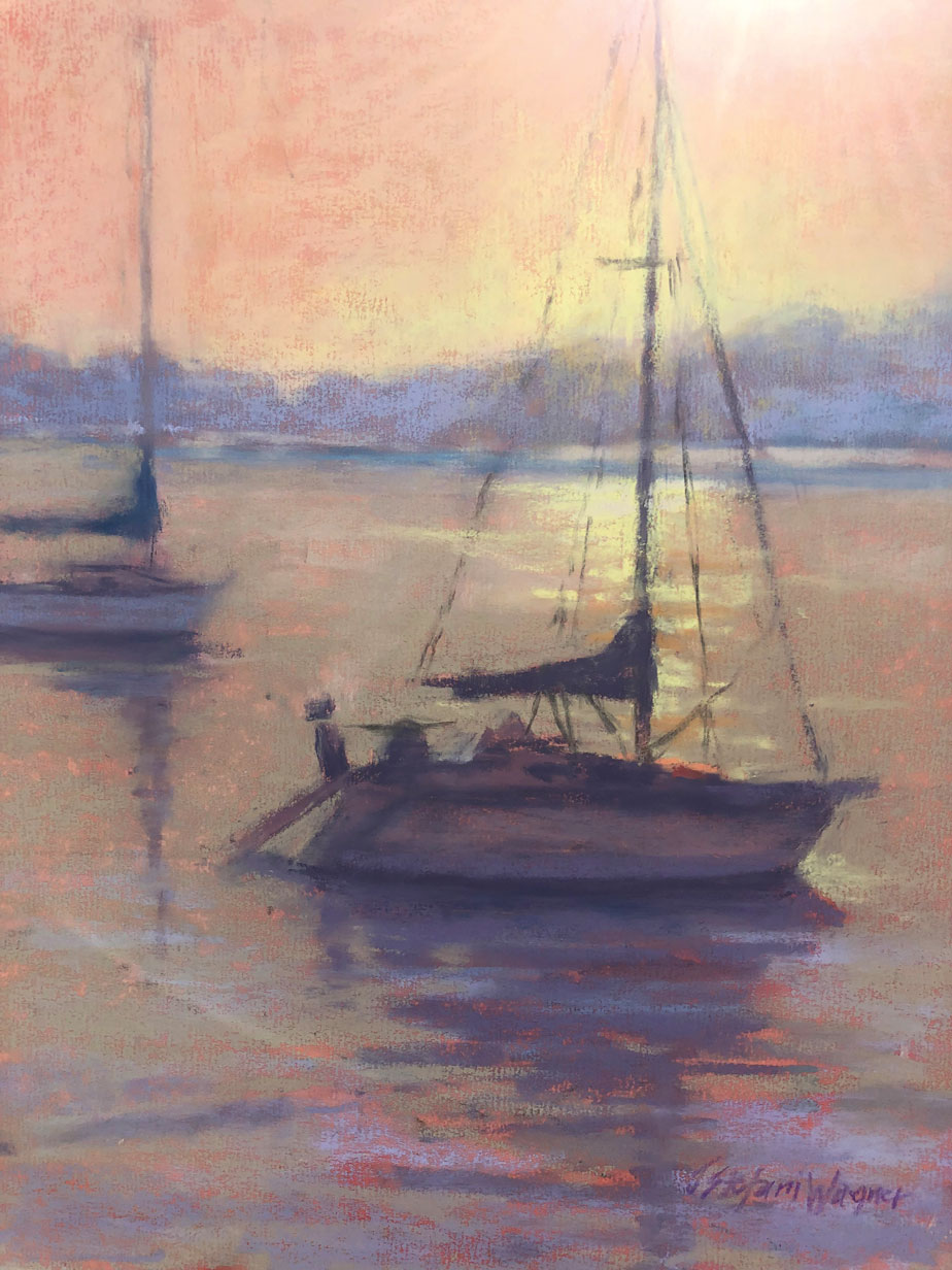 "Waiting to Sail Too," 2023, pastel, 16 x 12 in., Private collection, Plein air
