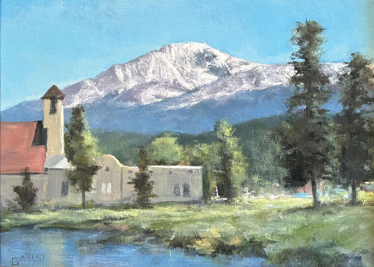 Paintings of mountains - Michael Gault, “Pikes Peak Woodland,” 2024, oil, 9 x 12 in., Available from artist, Plein air