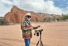 Jack McGowan, set up for plein air painting along Route 66