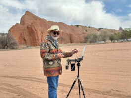 Route 66 Turns 100: Painting the Mother Road’s Timeless Landscapes Jack McGowan, set up for plein air painting along Route 66