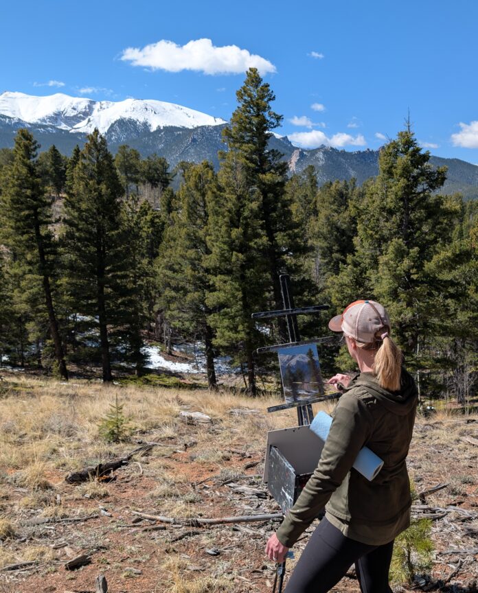 Jacqui Gould painting en plein air - Pikes Peak Plein Air Painters