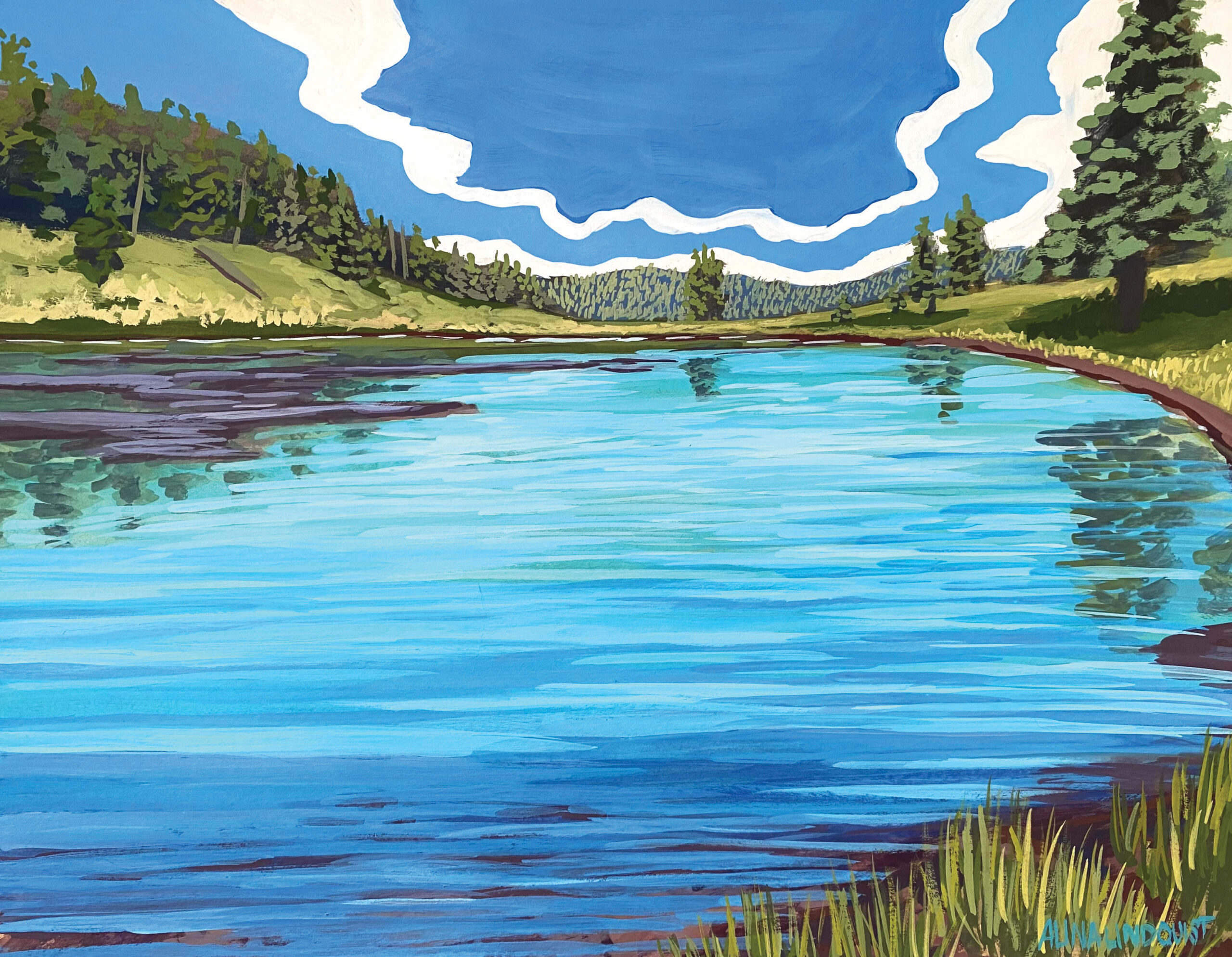 Alina Lindquist, "Alamo Canyon, Valles Caldera National Preserve," 2025, gouache, 11 x 14 in., Available from artist, Plein air painting