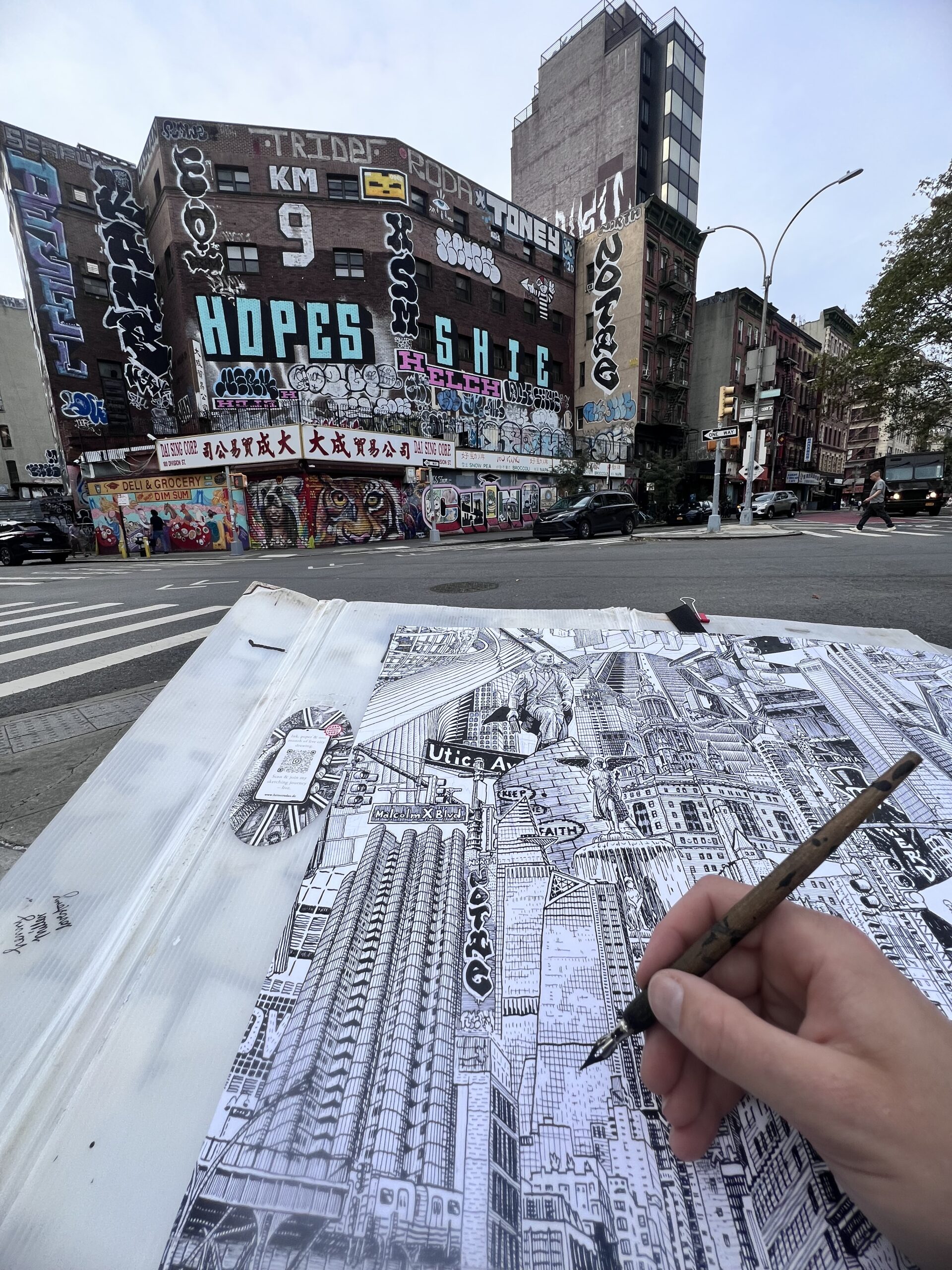 New York City drawing by Heiner Radau - Chinatown