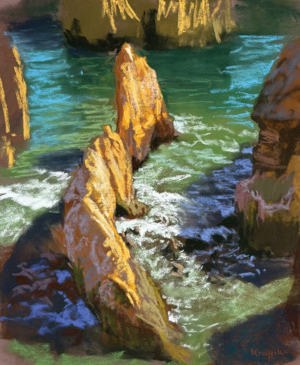 Allison Krajcik, "September in Lagos," 2024, pastel, 11 1/4 x 9 in., private collection, plein air