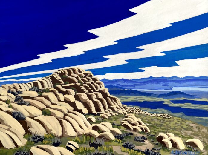 Alina Lindquist, "One of My Favorite Places — Avi Kwa Ame National Monument," 2025, gouache, 11 x 14 in., plein air and studio, available from artist