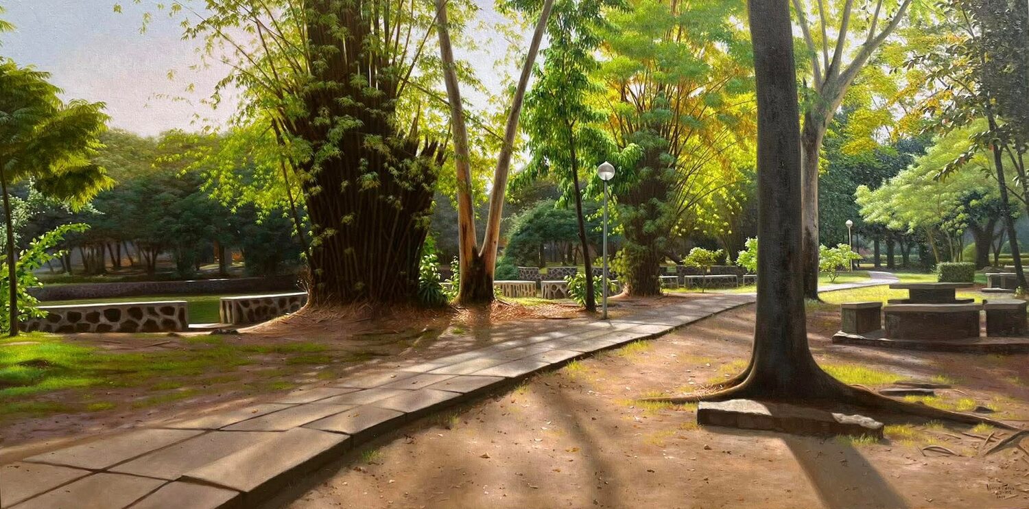 The Salon Art Prize - Third Place Overall: Mario Panis (Philippines), “Alone in the Park,” oil, 48 x 96 in.