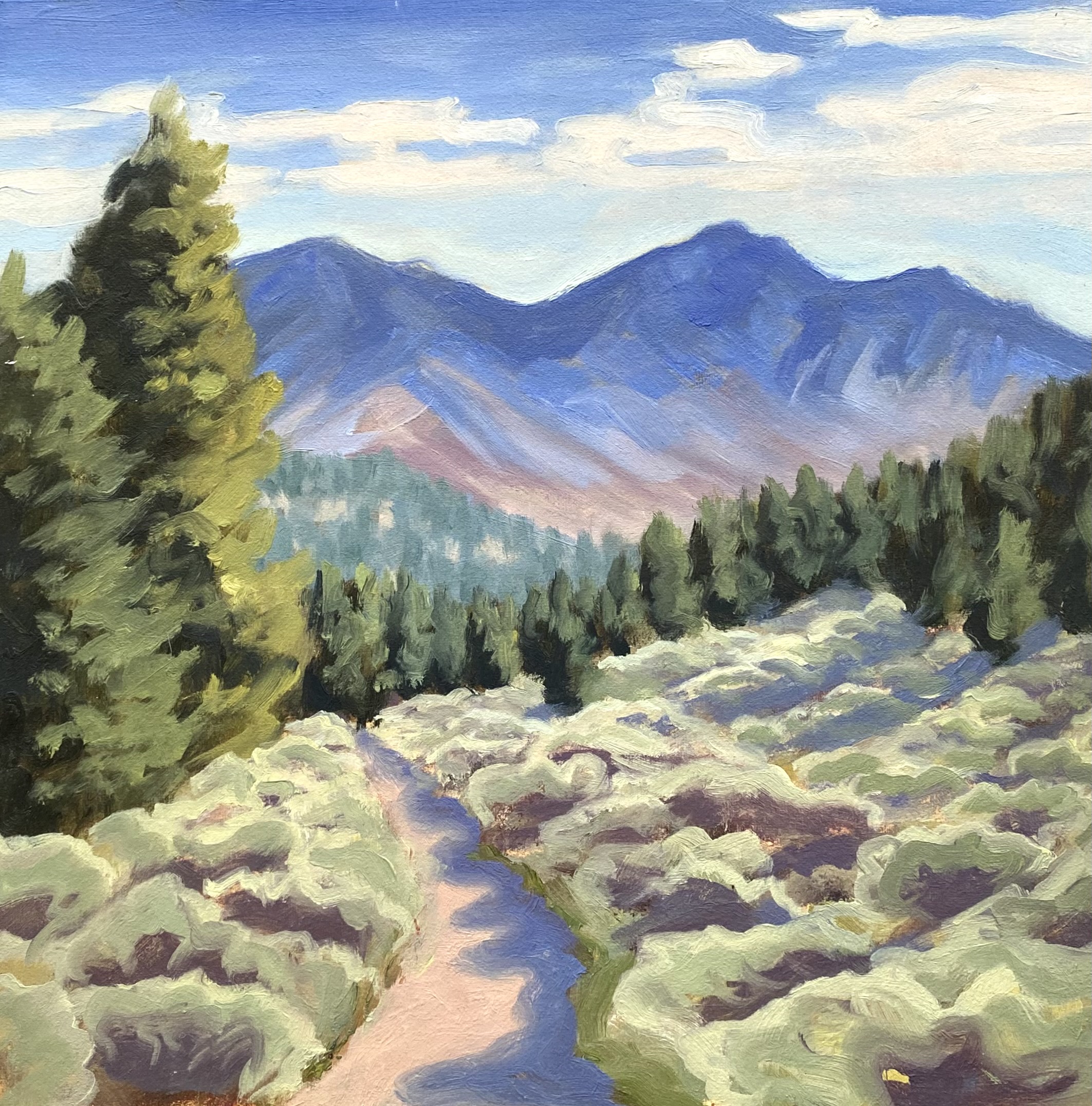 Alina Lindquist, "Timber Creek, Great Basin National Park," 2024, oil, 10 x 10 in., available from artist, plein air