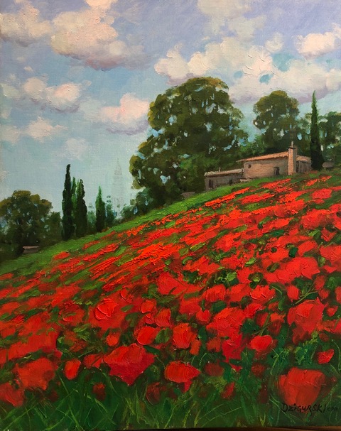 Alex Dzigurski, "Tuscan Poppies," Oil, 20 x 16 in., private collection