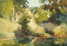 7 Principles for Painting a Forest Without a Single Leaf The key to dealing with a subject as complex as the forest interior depicted in "The Pond" (acrylic, 24 x 24 in.) is simplification.
