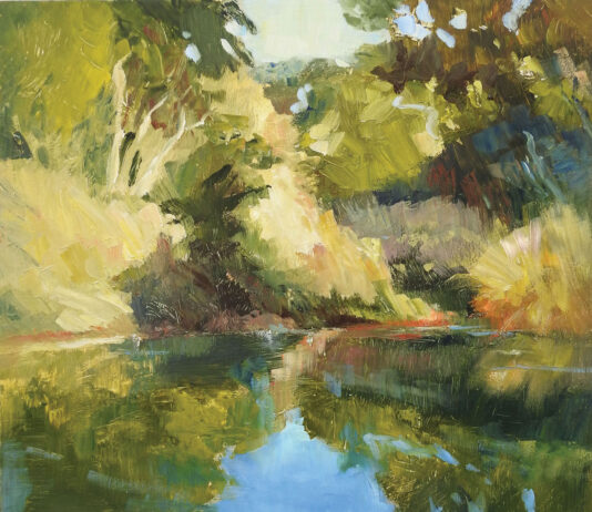 7 Principles for Painting a Forest Without a Single Leaf The key to dealing with a subject as complex as the forest interior depicted in "The Pond" (acrylic, 24 x 24 in.) is simplification.