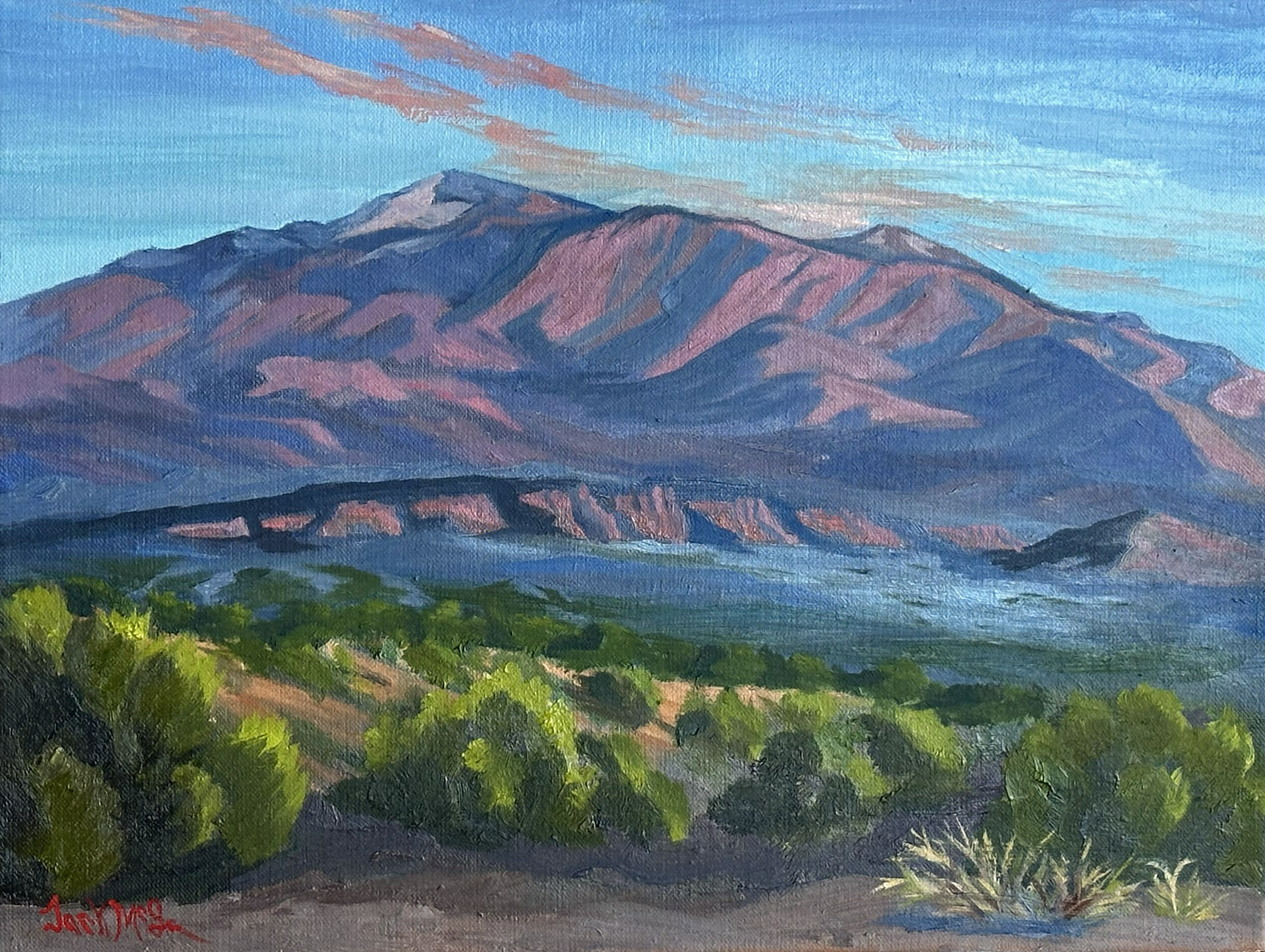 "Jemez Aglow" by Jack McGowan (plein air) Landscape painting at sunrise