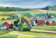 Whidbey Island Plein Air Painting - Brooke Borcherding, "Shaping the Land," 2025, acrylic, 16 x 20 in., available from artist, plein air