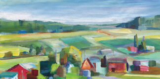 Whidbey Island Plein Air Painting - Brooke Borcherding, "Shaping the Land," 2025, acrylic, 16 x 20 in., available from artist, plein air