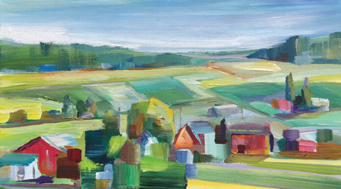 Painting of the Week: “Shaping the Land” Whidbey Island Plein Air Painting - Brooke Borcherding, "Shaping the Land," 2025, acrylic, 16 x 20 in., available from artist, plein air