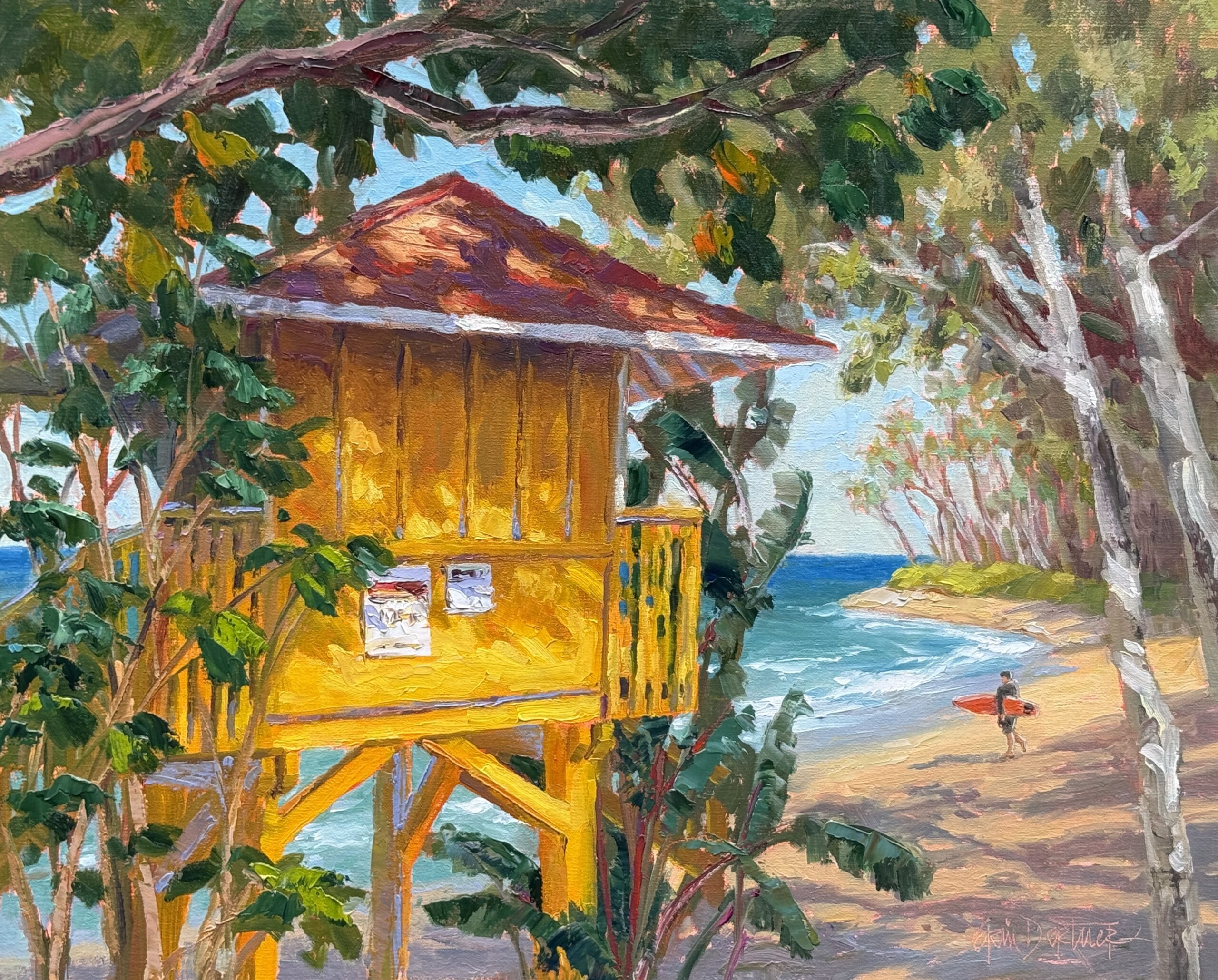Erin Dertner, "Bright and Early," oil, 16 x 20 in., plein air painting