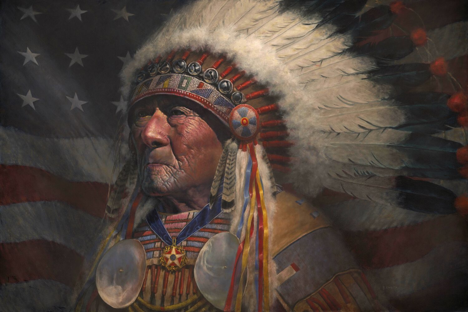 Salon Art Prize - Dave English, "Chief Joseph Medicine Crow," oil, 24 x 36 in.