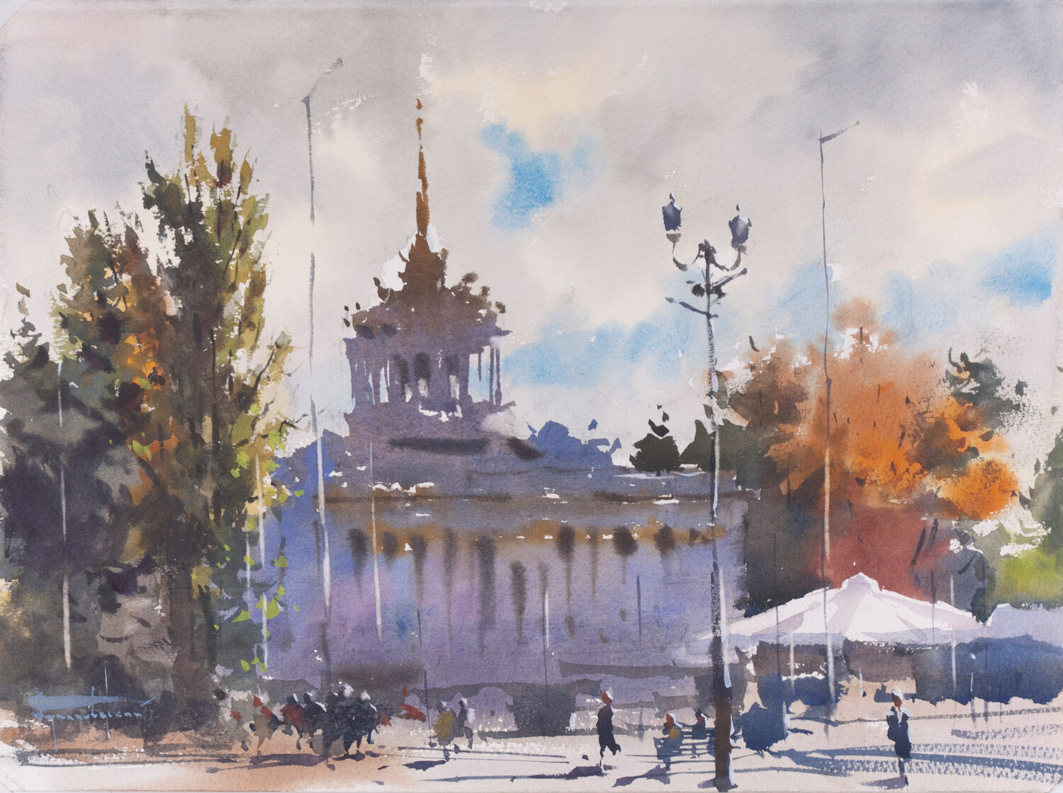 Best Plein Air Watercolor: Gennady Pugachevsky, "Autumn Contre-Jour," 11 x 15 in.