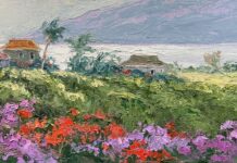 It Pays – Literally – To Persevere Erin Dertner, "Island Glistening," oil, 8 x 16 in.
