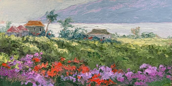 Island Glistening Erin Dertner, "Island Glistening," oil, 8 x 16 in.