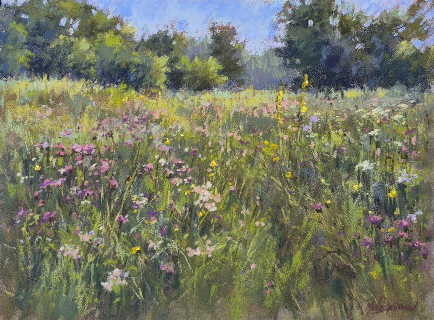 Best Plein Air Pastel: Olga Paleckiene, "Pink Meadow," 9 x 12 in.