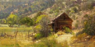 Color harmony and Landscape painting value techniques - Kathryn Stats, “Out of Time,” 2016, oil on linen panel, 12 x 16 in.