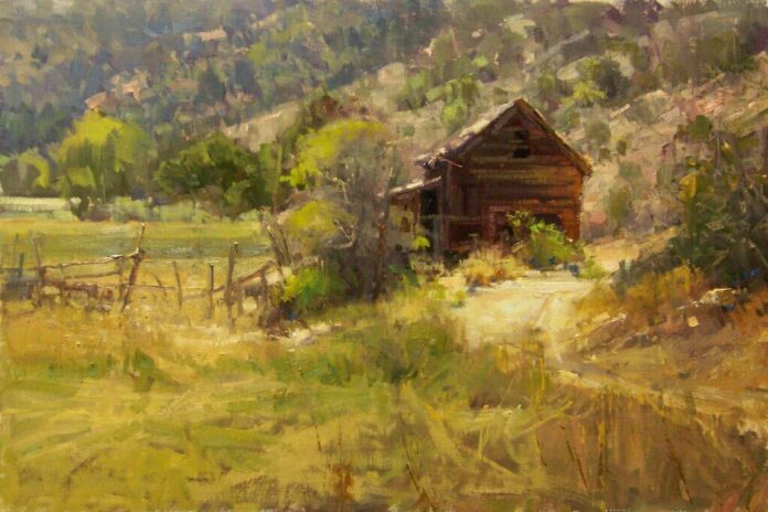 Kathryn Stats, “Out of Time,” 2016, oil on linen panel, 12 x 16 in. Color harmony and Landscape painting value techniques - Kathryn Stats, “Out of Time,” 2016, oil on linen panel, 12 x 16 in.