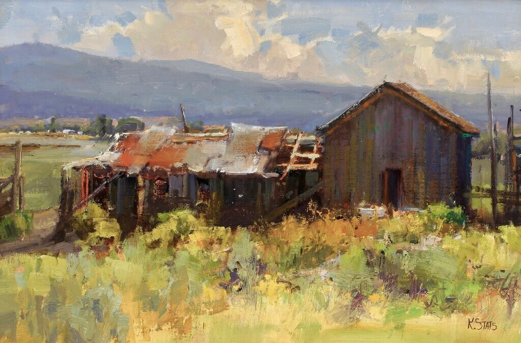 How to mix complementary colors - Kathryn Stats, “Patchwork,” 2020, oil on linen panel, 10 x 15 in.