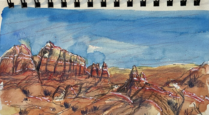 Suma CM, "Teacup Trail, Sedona, AZ," mixed media, sketchbook