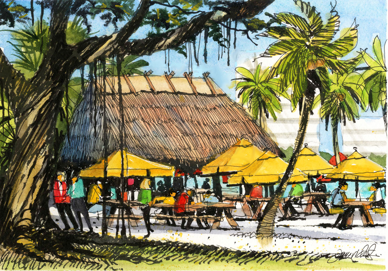 James Richards, "Sarasota, Florida," ink and watercolor wash, 7 1/2 x 10 1/2 in. 