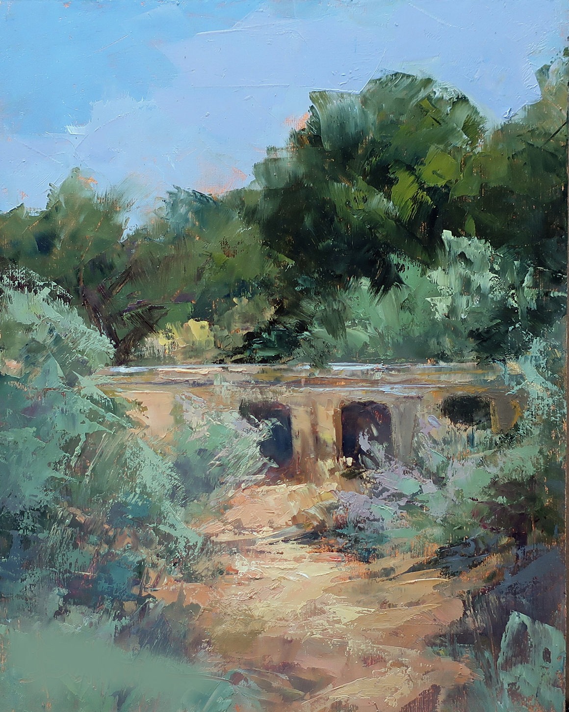 Carole Belliveau, "The Bridge in Spring," Oil, 9" x 12"