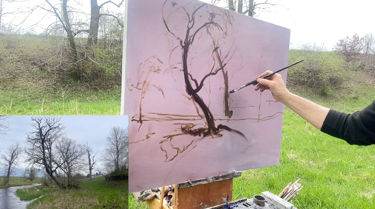 Plein air painting landscape demonstration